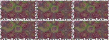 Raster illüstrasyonu. Şirin karalama çiçekleri olan kusursuz çiçek desenleri. El yapımı çiçek ve bitki koleksiyonu. Raster illüstrasyonu. Eskiz stili kahverengi ve gri renklerde.