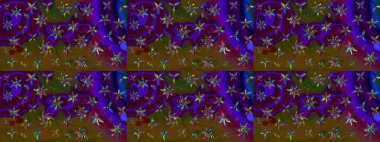 Kahverengi ve mor renkli çiçekler. Düz Çiçek Elementleri Tasarım Raster illüstrasyonu. Renkli Bahar Teması eskiz kalıbı. Çiçek eskiz kalıbı geçmişi.