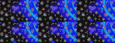 Düz Çiçek Elementleri Tasarımı. Raster illüstrasyonundaki çiçek desenli çizim. Mavi ve gri renkte çiçekler. Renkli Bahar Teması çizim şablonu.