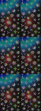 Raster illüstrasyonu. Küçük çiçekli yay deseni çiz. Suluboya tarzında gri ve mavi renkler üzerine.