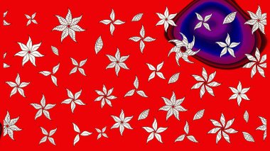 Flat Flower Elements Design. Cute flowers pattern with red and neutral colors. Colour Spring Theme sketch pattern Background. Raster Fashionable fabric pattern.