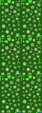 Yeşil ve nötr renklerde yeşil ve nötr papatyalar deseni. Raster illüstrasyonu. Yeşil ve nötr renklerde.