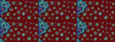 3D çiçekler, eskiz. Kırmızı renklerde. Raster illüstrasyonu.