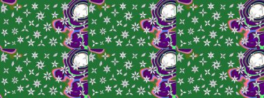 Küçük çiçekteki sevimli çiçek deseni. Güzel karalamalı çiçek desenli çizim. Güzel kumaş deseni. Raster illüstrasyonu.