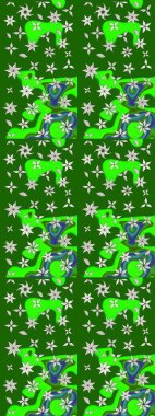 Çiçekli karalama şeklinde Raster çiçek deseni. Yeşil renkli çiçekler. Nazikçe, güzel çiçek arkaplanı..