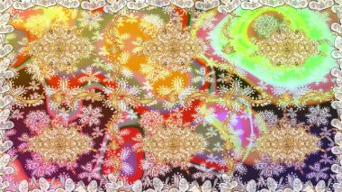 Geleneksel oryantasyon süsü. Klasik klasik klasik arka plan. Klasik raster sarısı, kusursuz desen. Tarafsız renklerde altın elementlerle kusursuz desen.