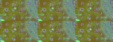 Raster düz çiçek çizim deseni. Yeşil renkli çiçekler. Tasarım hediye paketi, tebrik kartları, posterler ve afiş tasarımı.