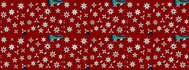 Raster illüstrasyonu. El çizimi çiçekli soyut çizim kalıbı. Kırmızı ve nötr renkte çiçekler.