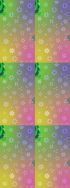 Vadinin çiçekleri tarafsız ve yeşil renklerde. Soyut etnik raster çizim kalıbı. Çiçekler..