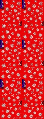 Çiçek buketleriyle klasik bir eskiz şekli. Raster illüstrasyonu. Kırmızı ve nötr renklerde.