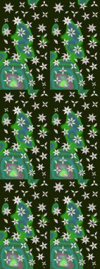 Çizgi çizimi kalıbı. Şirin çiçekler. Raster Moda kumaş deseni.