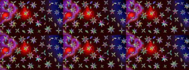 Kahverengi ve siyah renkli çiçekler. Raster illüstrasyonunda çiçek deseni çizimi.