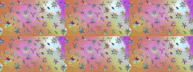 Tarafsız ve pembe renklerde yaprakları olan yabani çiçekler. Eskiz arkaplan modeli. Raster illüstrasyonu. Suluboya, elle çizilmiş.