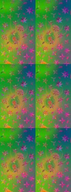 Halk tarzı. Moda baskıları için zarif bir şablon. Modern çiçek arkaplanı. Parlak renkli çiçekleri ve yeşil ve mavi renkte yaprakları olan muhteşem bir çiçek deseni..