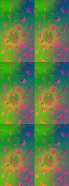 Halk tarzı. Moda baskıları için zarif bir şablon. Modern çiçek arkaplanı. Parlak renkli çiçekleri ve yeşil ve mavi renkte yaprakları olan muhteşem bir çiçek deseni..