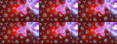 El yapımı çiçek ve bitki koleksiyonu. Raster illüstrasyonu. Robot resim tarzı kırmızı ve kahverengi renkler. Raster illüstrasyonu. Şirin karalamalı çiçek deseni çiz..