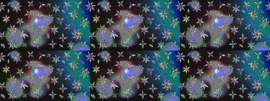 Gri ve mavi renkte çiçekler. Gri ve mavi renkte çiçek çizimi. Çiçek deseni. Raster illüstrasyonu. Şatafatlı bahar bahçesi dokusu.