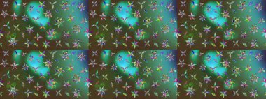 Klasik taslak çizimi. Raster çiçek izi. Çiçek yeşili ve kahverengi çizim deseni.