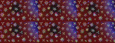 Soyut etnik raster çizim kalıbı. Kabile sanatı boho baskısı, klasik çiçek arkaplanı. Arkaplan dokusu, duvar kağıdı, kırmızı ve kahverengi renkli çiçek teması.