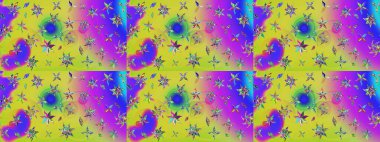 Düz Çiçek Elementleri Tasarımı. Mor renkli çiçekler. Raster illüstrasyonundaki çiçek desenli çizim. Renkli Bahar Teması çizim şablonu.