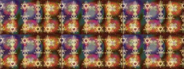 Yuvarlak raster kar tanesi. Güzel kar tanesi. Raster illüstrasyonu. Renkli arka planda izole tatlı kar taneleri. Soyut kış kahverengisi, nötr ve bej süs.