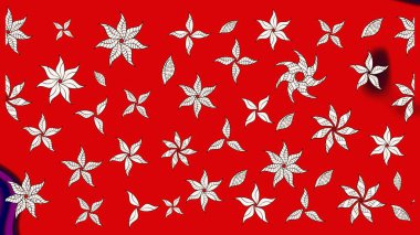 Renkli Bahar Teması eskiz kalıbı. Kırmızı renkte çiçekler. Düz Çiçek Elementleri Tasarımı. Çiçekle çizim deseni.