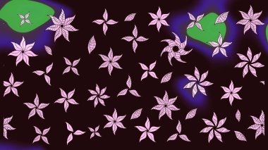 Süslü kumaş deseni. Düz Çiçek Elementleri Tasarımı. Renkli Bahar Teması eskiz kalıbı. Raster illüstrasyonunda çiçek deseni çizimi.