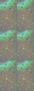 Moda baskıları için zarif bir şablon. Küçük renkli çiçekler. Gri ve bej çiçekli bahar çiçekleri. Motley illüstrasyonu. Küçük çiçekte şirin desenler.