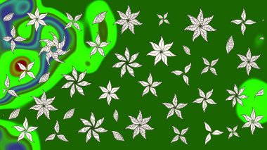 Düz Çiçek Elementleri Tasarımı. Renkli Bahar Teması eskiz kalıbı. Raster illüstrasyonu. Chichi 'nin kumaş kalıbını çiz. Çiçek deseni.