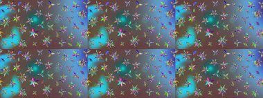 Küçük çiçekteki sevimli çiçek deseni. Raster illüstrasyonu. Mavi renkte çiçekler.