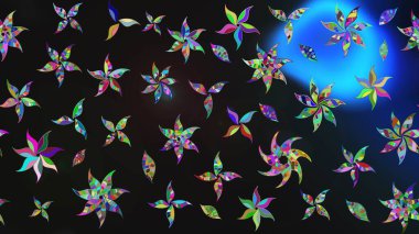 Gri ve mavi renkte yaz çiçekleri. Çiçekli karalama şeklinde Raster çiçek deseni. Raster illüstrasyonu.