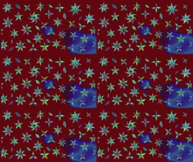 Raster illüstrasyonundaki çiçek desenli çizim. Kırmızı renkte çiçekler.