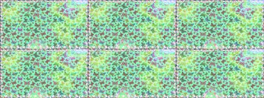 Raster illüstrasyonu. Mavi ve yeşil arka planda kelebek. Davetiye, kart ve parmak izi için basit kadınsı bir model. Rastgele mavi ve yeşil kelebekler sevimli desenler.