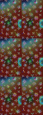 Eskiz tarzı kahverengi ve kırmızı renkler. Şirin karalamalı çiçek desenli çizim. El yapımı çiçek ve bitki koleksiyonu. Raster illüstrasyonu. Raster illüstrasyonu.