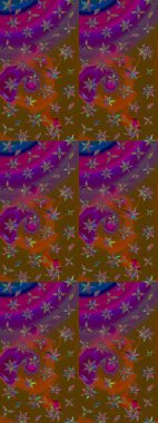 Raster illüstrasyonu. Kıvırcık, parlak örgü. Desen, çizim, çiçek sınırı. Çiçek çelengi. Eski moda arka plan. Güzel, pürüzsüz kumaş, tuval..