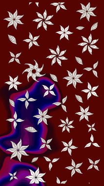 Kırmızı renkte etnik çiçeklerle süslenmiş zarif bir eskiz şekli. Raster Çiçek İllüstrasyonu güzel tekstil..