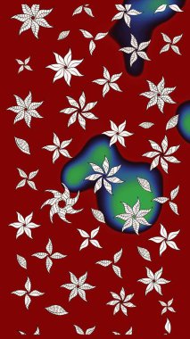 Renkli Yaz Temalı eskiz kalıbı. Düz Çiçek Elementleri Tasarımı. Güzel kumaş deseni. Raster illüstrasyonunda çiçek deseni çizimi.