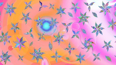 Pembe ve turuncu renkler üzerine çiçek desenli eskiz, el yapımı papatyalar, papatyalar. Tekrarlayan çiçek arkaplanı, zarif pembe ve turuncu çiçek duvar kağıdı.