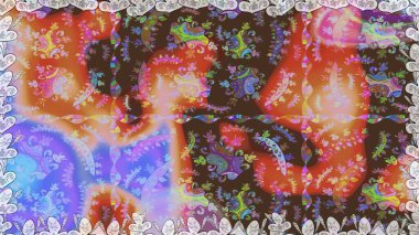 Raster illüstrasyonu. Karalama çiçeği. Güzel kumaş deseni. Düz Çiçek Elementleri Tasarımı. Zentangle soyut çiçekleri. Renkli Bahar Teması Kusursuz Arkaplan.