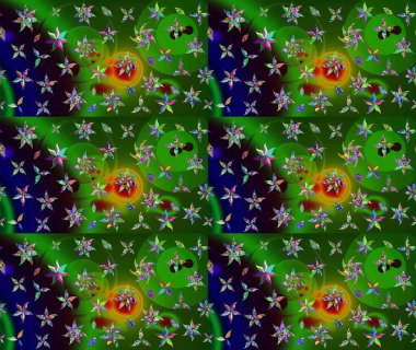 Raster çiçek desenleri çiziyor. Vadinin yeşil renkli çiçekleri.