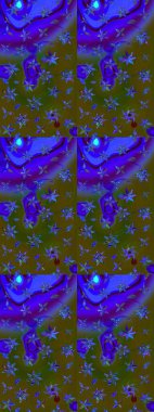 Çiçeksel elementlerle süslenmiş zarif raster dokusu. Küçük çiçekte hoş bir çiçek deseni var. Parlak çiçekli yeşil ve mavi renkler üzerine soyut çizim deseni.