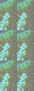 El çizimi. Suluboya çizimi. Gri ve yeşil renkli çiçekler. Çiçekli çizim deseni.