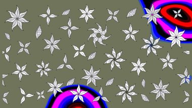 Raster suluboya çiçek deseni, narin çiçekler, yeşil çiçekler, tebrik kartı şablonu. Güzel kumaş deseni.