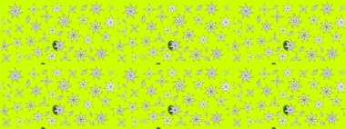 Suluboya çizim kalıbı. Çiçekler suluboya tarzında yeşil ve beyaz renklerde. Çiçek izi.