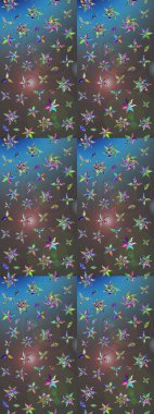 Suluboya çiçekli çiçek deseni. Raster illüstrasyonu. Asya tekstil gri ve mavi renkler.