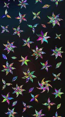 Ağaç dallı bahar çiçekleriyle desen, gri ve mavi renkler ve çiçek silueti. Raster deseni.