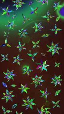 Çiçekler suluboya tarzında kahverengi ve yeşil renklerde. Suluboya çizim kalıbı. Çiçek izi.