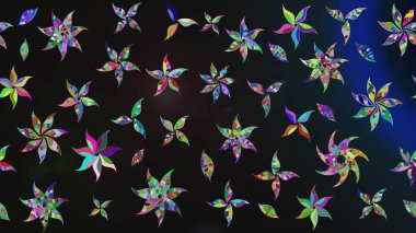 Gri ve mavi renkler üzerine çiçek desenli çizimler, el yapımı papatyalar, papatyalar. Tekrarlayan çiçek arkaplanı, zarif gri ve mavi çiçekler duvar kağıdı.