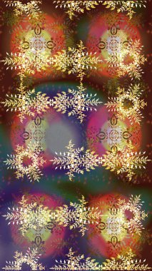 Raster illüstrasyonu. Renkli arka planda izole tatlı kar taneleri. Güzel kar tanesi. Soyut kış kahverengisi, nötr ve bej süsü. Yuvarlak raster kar tanesi.