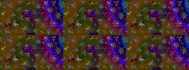 Raster illüstrasyonundaki çiçek desenli çizim. Çiçekler suluboya tarzında kahverengi ve yeşil renklerde.